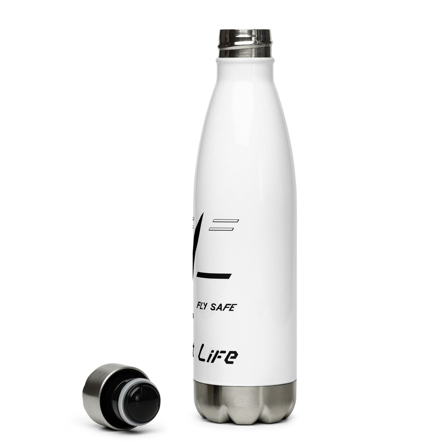 [5030] White Stainless Steel Water Bottle w/ Logo