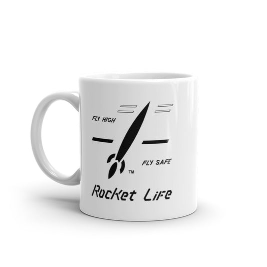 [5010] White glossy mug with Rocket Life Logo